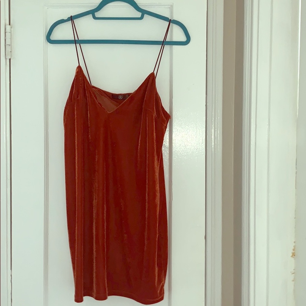 Misguided Orange Velvet Dress